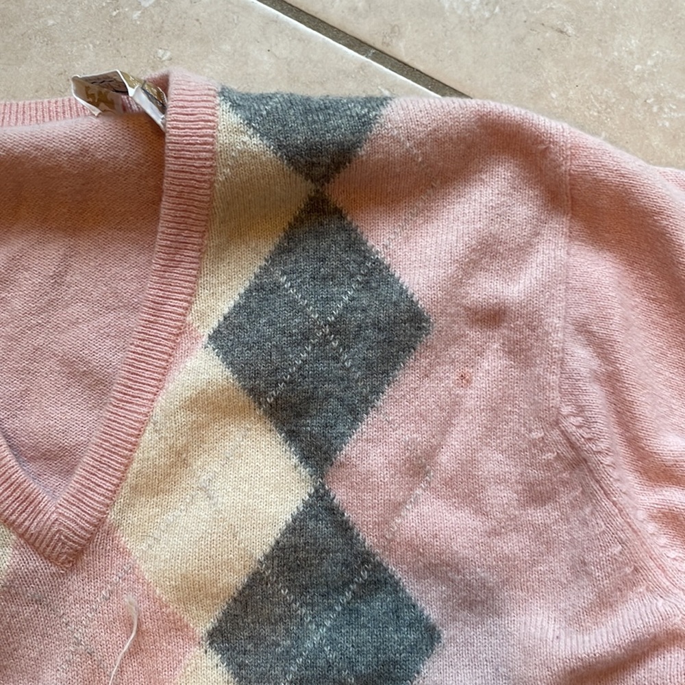 Pringle washable wool sweater l pink argyle - Picture 6 of 11